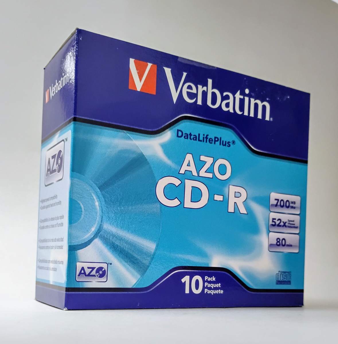 Verbatim AZO CD-R 700MB 52X DataLifePlus with Branded Surface